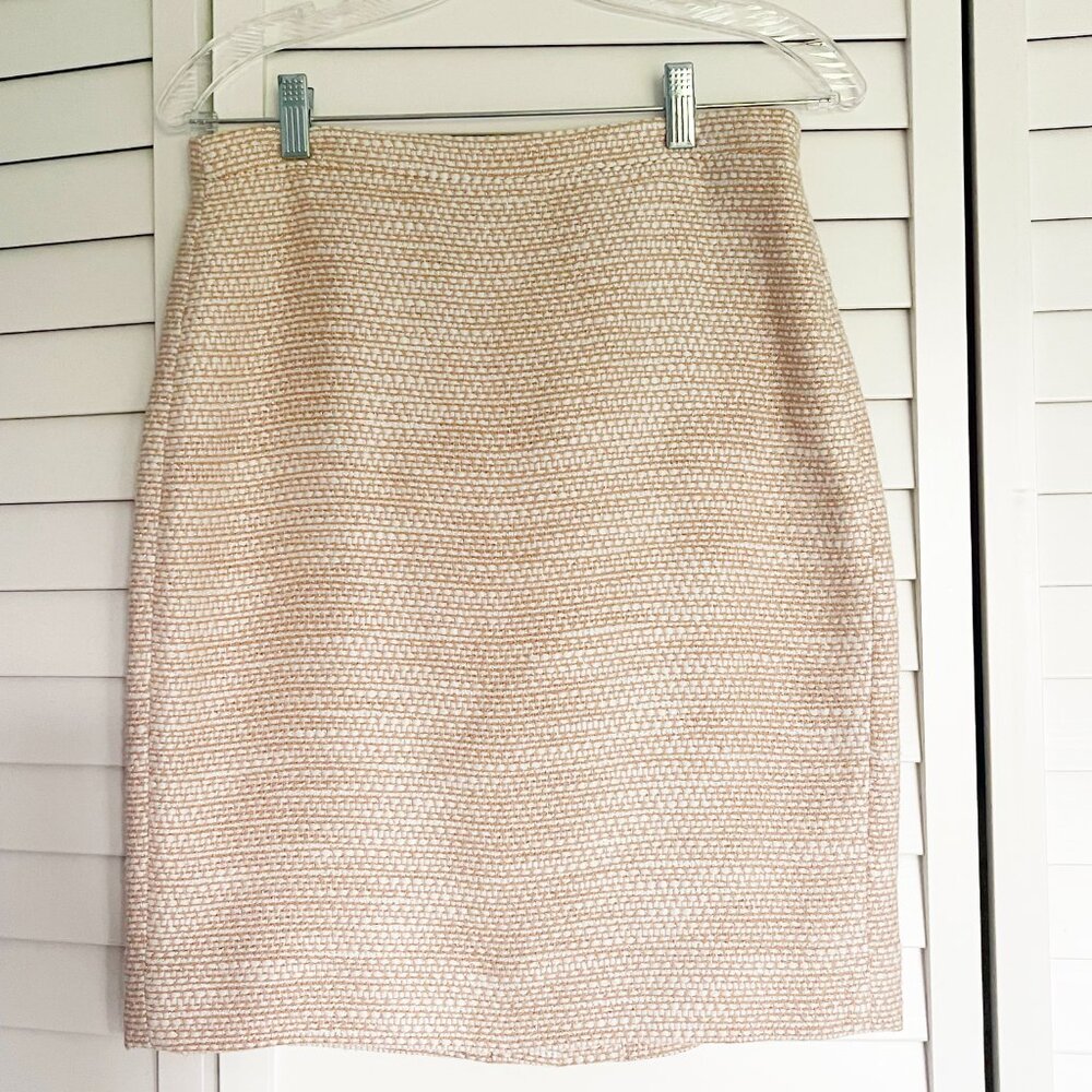 NWT J CREW SKIRT Metallic Beige Pencil Skirt Work Career Lined Size 4 New w Tags